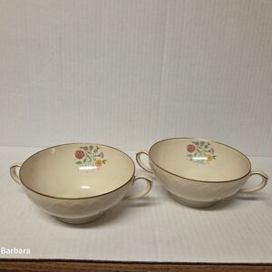 Vintage 2 Community China "Lady Hamilton" Footed Cream Soup Bowls